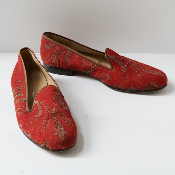 80s - SUSAN BENNIS - WARREN EDWARDS - Loafer - Men\'s - 10.5 - Red - Fabric main image 4